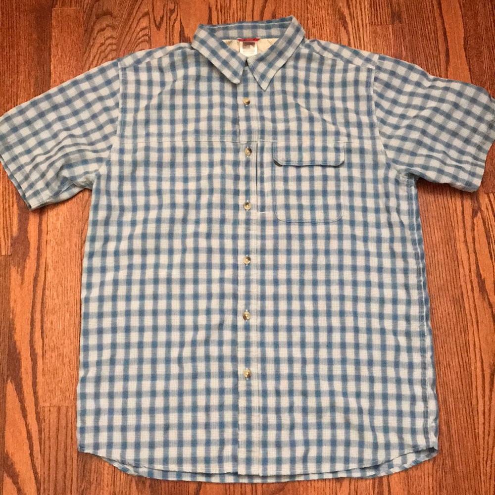 The North Face Blue Check Short Sleeve Shirt Mens L